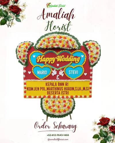 Karangan Papan Bunga Pernikahan di Pajomblangan